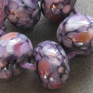 Pink Purple Hydrangea Garden Handmade Lampwork Glass Frit Spacer Beads   2 4 5 or 6 Bead Sets