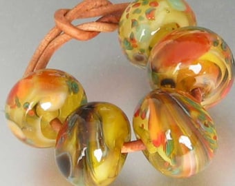 Vermont Autumn Lampwork Spacer Handmade Glass Beads sra 2-6 bead sets