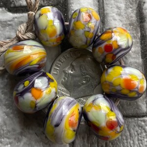 Peach Banana Cream Pie Lampwork Spacer Handmade Glass Beads Orange Yellow White Choice 2 4 5 or 6 bead set image 4