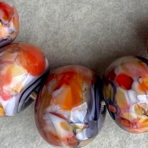 Hot Chili Peppers Lampwork Spacer Handmade Glass Beads Lavender  Red Orange Pastel Choose 2 4 5 or 6 Bead Set