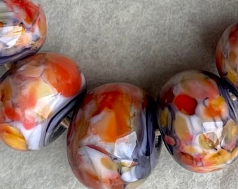 Hot Chili Peppers Lampwork Spacer Handmade Glass Beads Lavender  Red Orange Pastel Choose 2 4 5 or 6 Bead Set