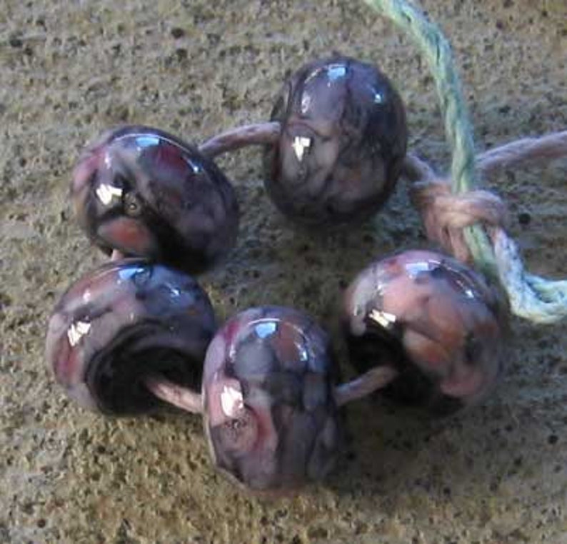 Pink Purple Hydrangea Garden Handmade Lampwork Glass Frit Spacer Beads 2 4 5 or 6 Bead Sets image 3