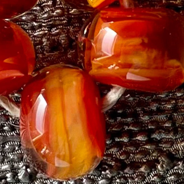 Solar Flare Lampwork Spacer Handmade Glass Beads Flaming Red Orange and clear Choice 2 4 5 or 6 bead set