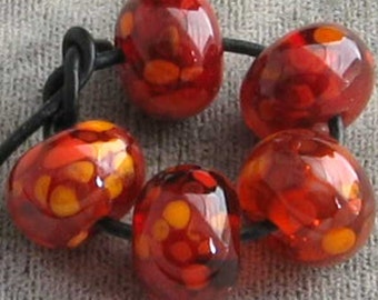 Cherry Marmalade  Lampwork Spacer Beads Apple Red Translucent  Choose 2 4 5 or 6 Bead Sets
