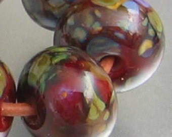 Sweet Romance Lampwork Spacer Handmade Glass Beads Romance Blend on Red sra Choice 2 4 5 or 6 beads