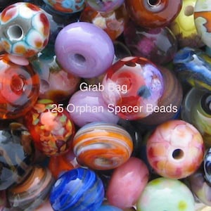 LAMPWORK 25 Orphan Grab Bag Spacer Beads Lot sra