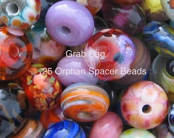 LAMPWORK 25 Orphan Grab Bag Spacer Beads Lot sra