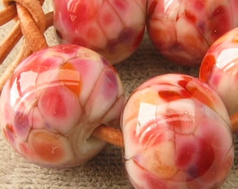 Lampwork Glass Spacer Beads, Rose Petals, Handmade Frit Beads (8x12mm)
