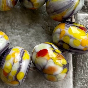 Peach Banana Cream Pie Lampwork Spacer Handmade Glass Beads Orange Yellow White Choice 2 4 5 or 6 bead set image 3