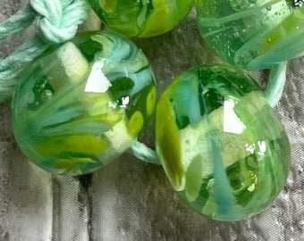 Pond Ripples Lampwork Spacer Handmade frit Glass Beads Blue Green Choose Quantiy 2-6 bead sets
