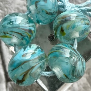 Water Fall Lampwork Spacer Handmade frit Glass Beads Blue Green White   Choose Quantiy 2-6 bead sets