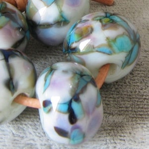 Zen Garden Lampwork Spacer Handmade Glass Beads Purple Turquoise Blue Green Pastel Choose 2 4 5 or 6 Bead Set