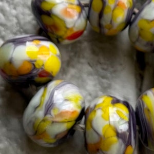 Peach Banana Cream Pie Lampwork Spacer Handmade Glass Beads Orange Yellow White Choice 2 4 5 or 6 bead set image 1