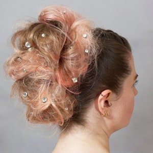 10 Crystal Hair Snaps - Round Silver Rim Edition -- Made with Geniune Crystal Rhinestones