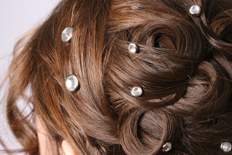 10 Rose Alabaster Crystal Hair Snaps Round Black Rim Edition Made with Geniune Crystal Rhinestones image 3
