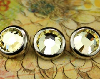 10 Jonquil Crystal Hair Snaps - Round Silver Rim Edition -- Made with Geniune Crystal Rhinestones