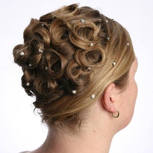 10 Crystal Pearl Haar Snaps - Runde Silberrand Edition - Made mit Geniune Crystal Pearl Strass