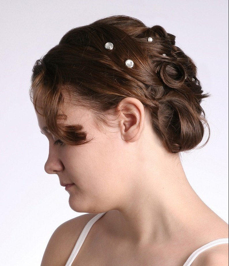 10 Crystal Hair Snaps  Round Silver Rim Edition  Made with image 4