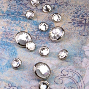 10 Crystal Hair Snaps  Round Silver Rim Edition  Made with image 5