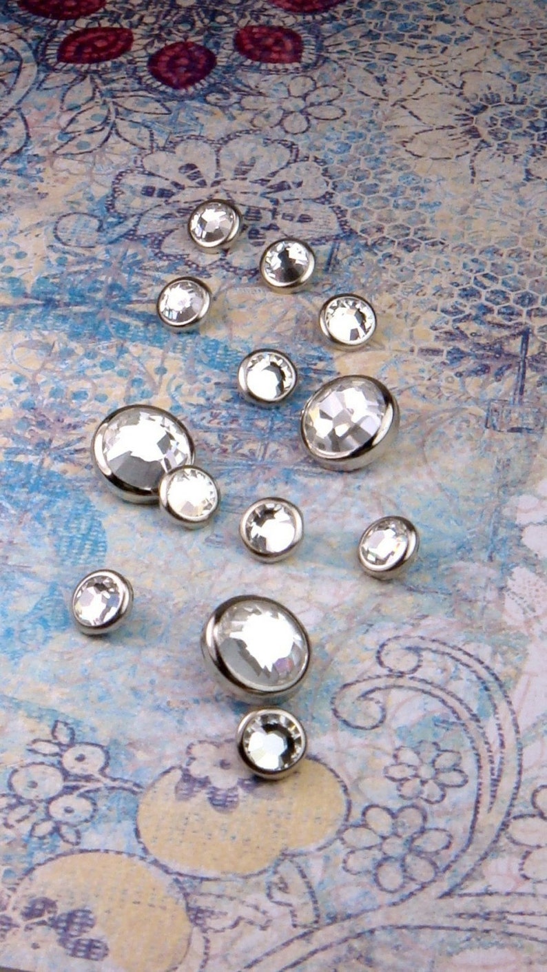 10 Crystal Hair Snaps  Round Silver Rim Edition  Made with image 5