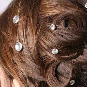 10 Crystal Hair Snaps Round Silver Rim Edition Made with Geniune Crystal Rhinestones zdjęcie 1