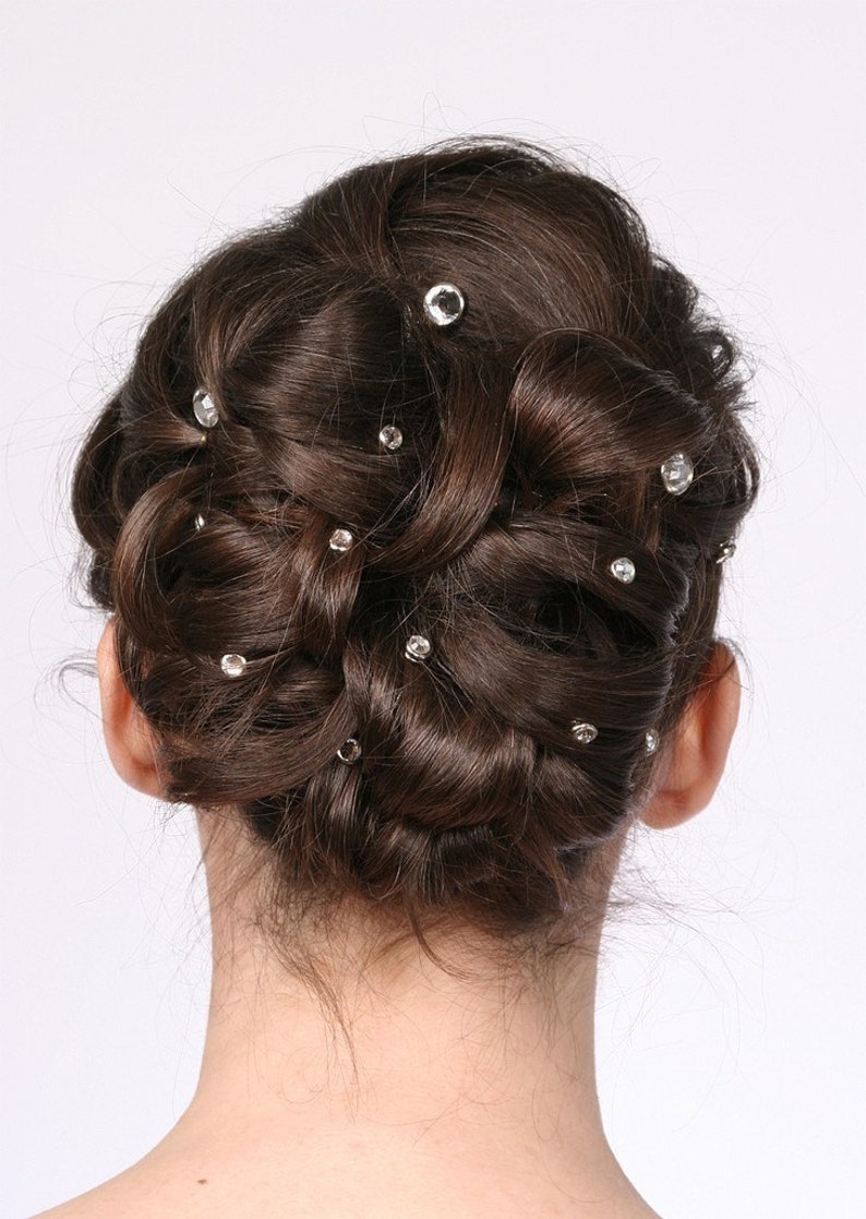 10 Rose Alabaster Crystal Hair Snaps Round Black Rim Edition Made with Geniune Crystal Rhinestones image 4