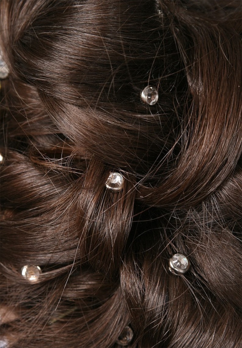 10 Aurora Borealis Crystal Hair Snaps Round Silver Rim Edition Made with Geniune Crystal Rhinestones image 5