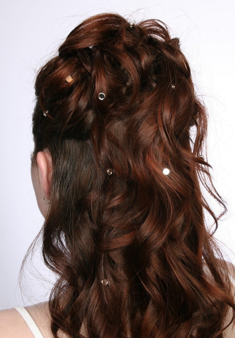 10 Crystal Mirror Hair Snaps Round Silver Rim Edition Made with Geniune Crystal Rhinestones image 4