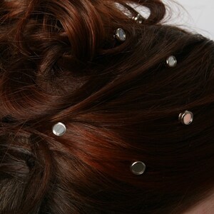 10 Crystal Mirror Hair Snaps Round Silver Rim Edition Made with Geniune Crystal Rhinestones image 3