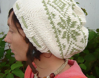 PDF Knitting Pattern - Nordic Print Slouchie Tam