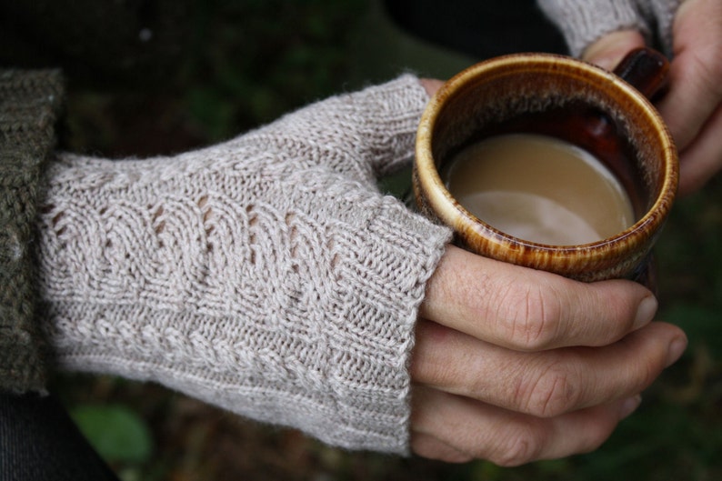 PDF Knitting Pattern White Caps Fingerless Gloves image 3