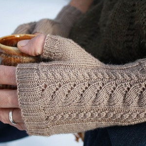 PDF Knitting Pattern White Caps Fingerless Gloves image 1