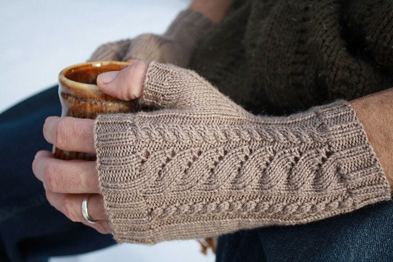 PDF Knitting Pattern White Caps Fingerless Gloves image 1