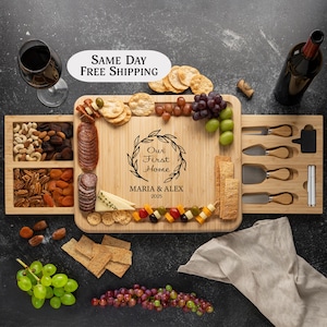 Housewarming Gift Personalized Charcuterie Board, Our First Home, New Home Gift, First Home Gift, Realtor Closing Gift, Real Estate Gift