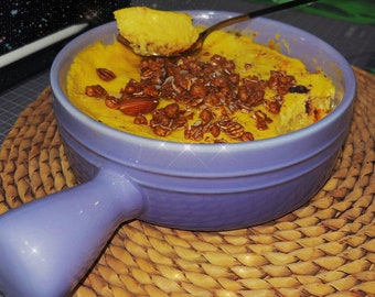 Handmade Purple Ceramic Bowl with A Handle