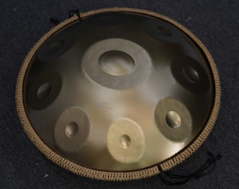 Handmade D Minor Handpan, 9 Notes, Steel Drum with Accessories