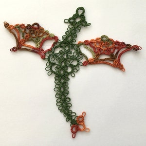 Tatted Bookmark or Dragon Bookmark - Applique Motif - Your Color Choice