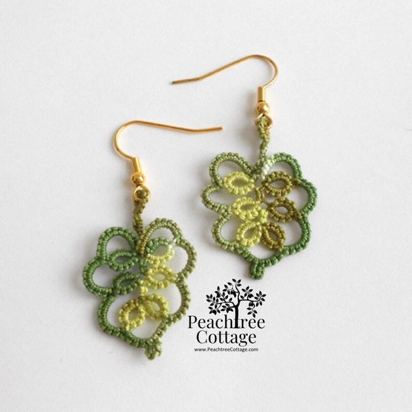 Tatted Lace Leaf Earrings - Tatted Earrings - Your Color Choice - Made To Order