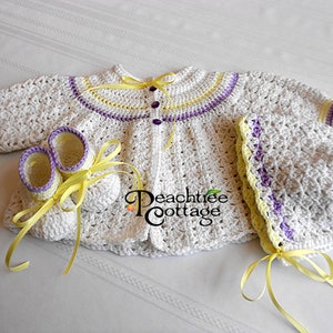 Crochet Pattern Abigail Baby Sweater Set Pattern Crochet Baby Sweater Pattern Crochet Baby Hat Pattern Baby Booties Pattern image 1