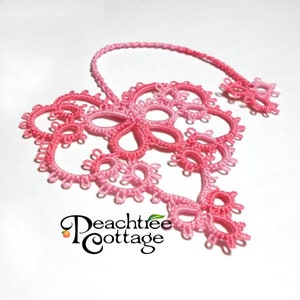 Tatted Bookmark - Tatted Lace Heart Bookmark - Your Color Choice - Made To Order