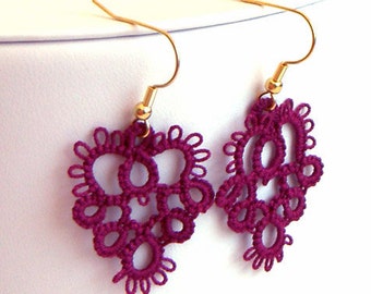 Tatted Lace Earrings - Tatted Earrings - Lace Earrings - Your Color Choice - Made to Order