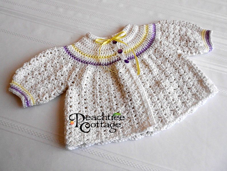 Crochet Pattern Abigail Baby Sweater Set Pattern Crochet Baby Sweater Pattern Crochet Baby Hat Pattern Baby Booties Pattern image 3