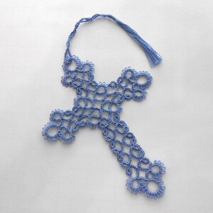 Tatted Bookmark Tatted Lace Bookmark Lace Cross Your Color Choice image 1