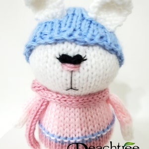 Knitted Amigurumi Snow Bunny with Knit Hat and Scarf Ready To Ship image 4