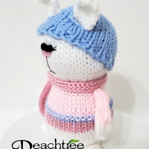 Knitted Amigurumi Snow Bunny with Knit Hat and Scarf Ready To Ship image 3