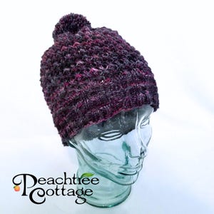 Hand Knit Hat, Slouch Hat, Soft Knitted Hat, Cloche Hat, Slouchy Beanie, Knit Toque, Winter Hat, Pom Pom - Ready to Ship