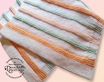 Knit Baby Blanket - Pastel Striped Baby Afghan - Babyghan Afghan - Knit Blanket - Baby Shower Gift - Ready To Ship