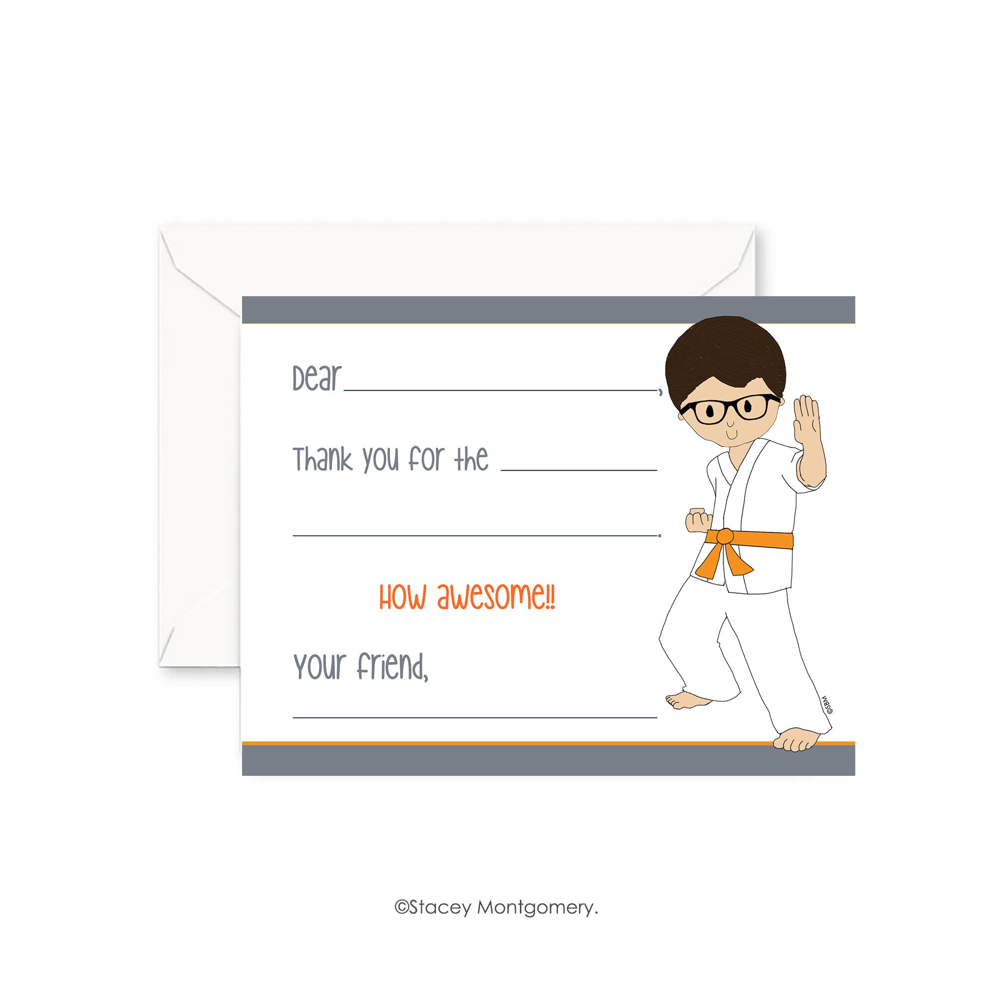 Karate FillIn Thank You Note Cards Taekwondo Thank You Etsy