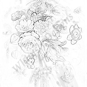Floral Coloring Page, Bouquet of Flowers