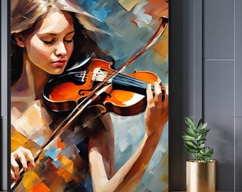 Art print Abstract beautiful Violin Color music masters